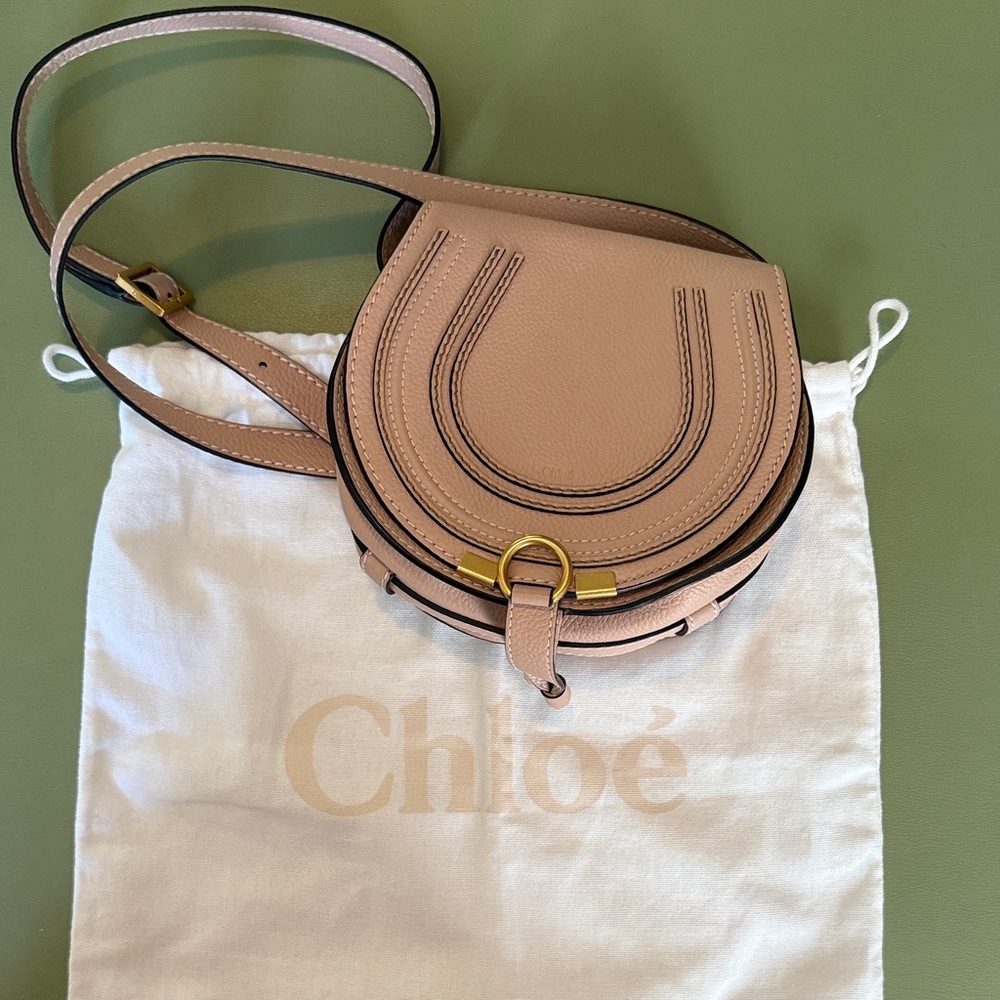 Pink Chloe Marcie Small Leather Crossbody Bag